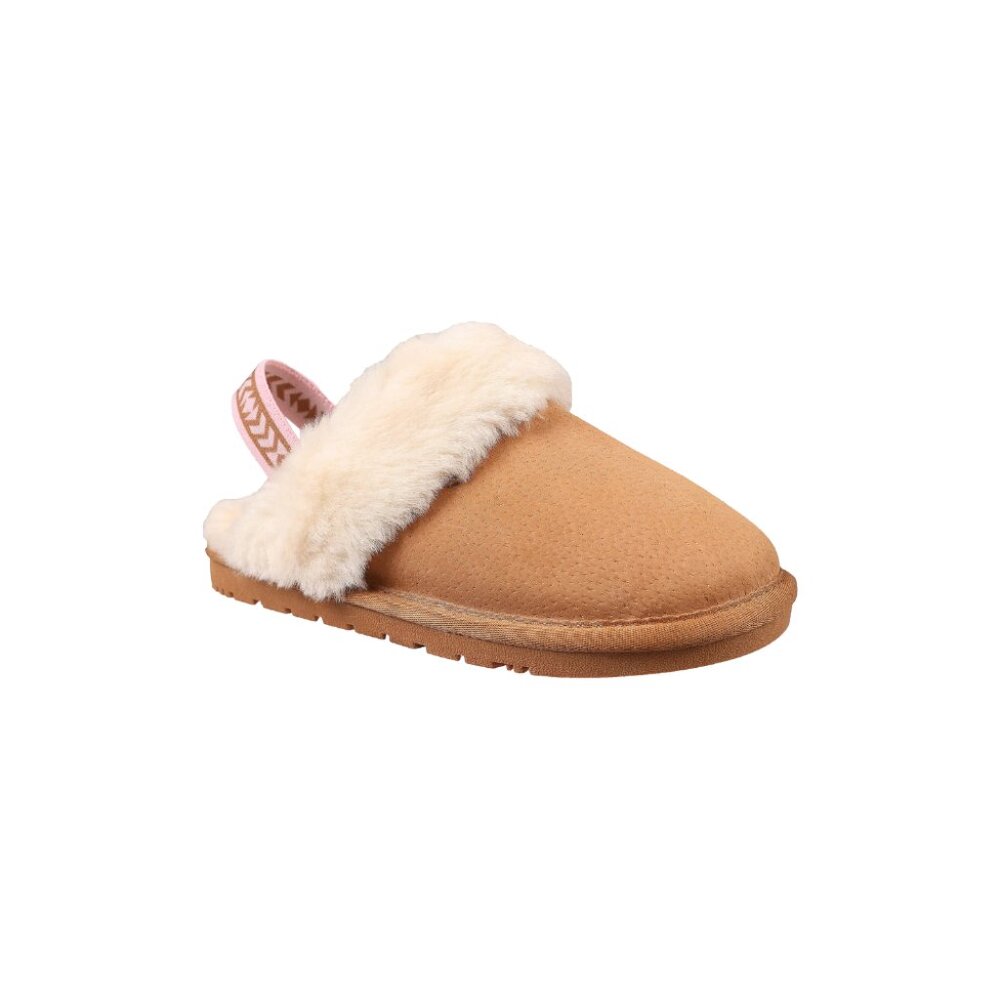 Lamo Lia Youth Girl's Suede Non-Slip, Comfortable Slipper - Chestnut